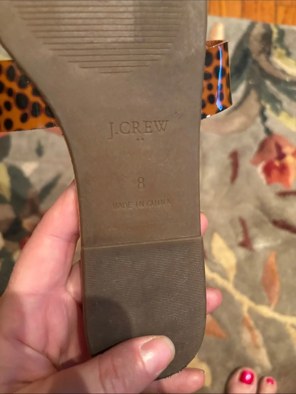 J. Crew Leopard-Print Patent Slide Sandals - Tan and Black